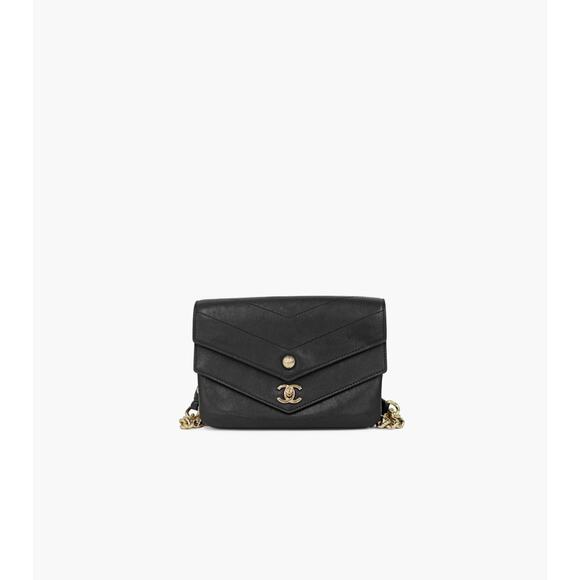 CHANEL Black Chevron Double Flap Crossbody Bag A-A25429 - Picture 1 of 10